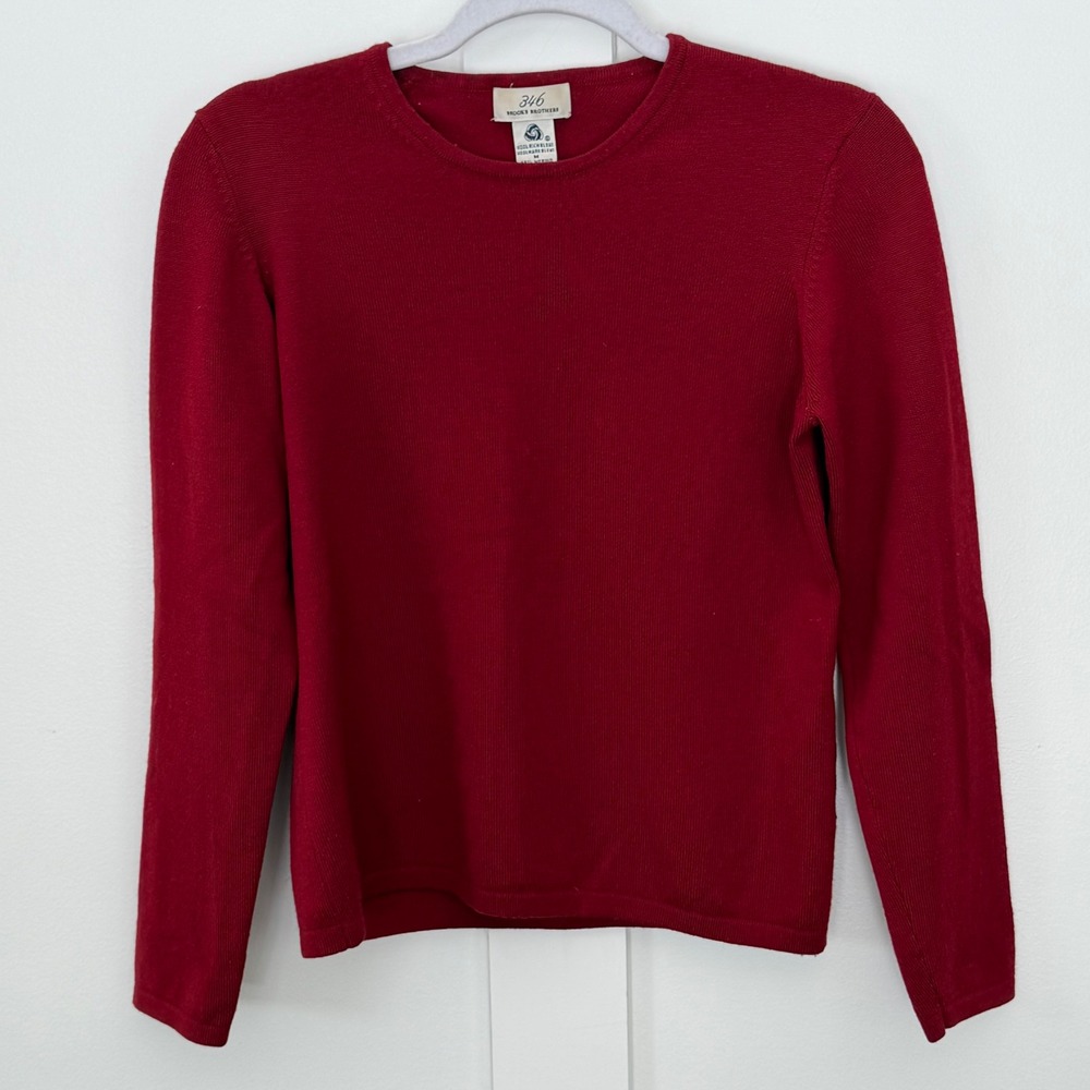 346 Brooks‎ Brothers Women's Wool Sweater Red Crewneck Old Money Pullover Medium